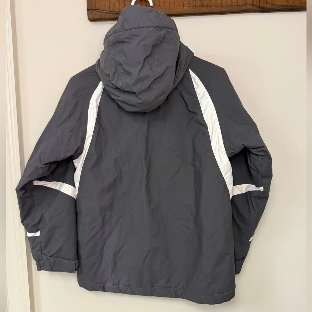 Columbia: Kids Omni Heat Gray / Ivory Insulated Hooded Winter Jacket, Size 10/12
